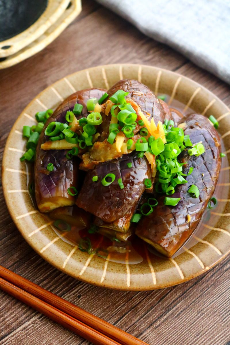 シンプル。ナスの煮びたし【かつお節としょうがの旨味
