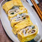 残った豚肉で作る梅肉大葉玉子焼き