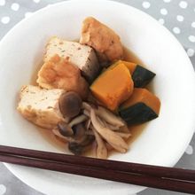 簡単にもう1品☆がんもとかぼちゃときのこの煮物