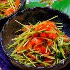 【レンジで簡単副菜!!】豆苗とトマトの白だしナムル