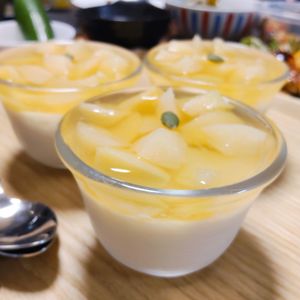 もんぶらん°・*:.。.☆の作ってみた!投稿(桃と豆乳のぷるぷるブランマンジェ【乳製品不使用】)
