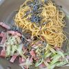 【長ねぎとベーコンの塩昆布生姜パスタ】味付け調味料不要で簡単の工程2