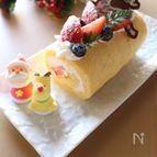 いちごとブルーベリーのクリスマスロールケーキ