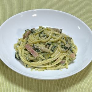 キャピタンの作ってみた!投稿(ほうれん草とベーコンのクリームパスタ)