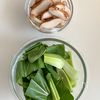 中華風♪チンゲン菜としいたけの卵スープの工程1