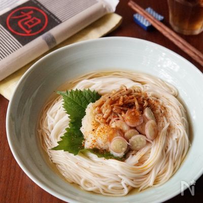 自家製なめたけたっぷり！おろしそうめん