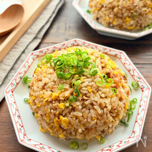 【おだしの効いたツナたま炒飯】和風な優しい味わいが美味しい