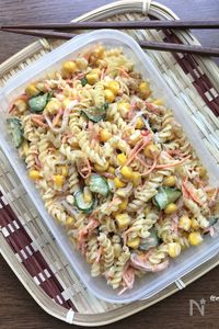 【作り置き】野菜たっぷり♡スイチリ+マヨ♡マカロニサラダ♡