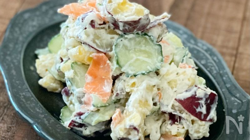 さつまいもdeポテトサラダ】味付けはクリチでデリ風に！ | レシピ