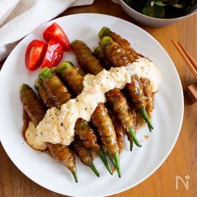 『オクラの肉巻き南蛮』照りっと甘酢が絡む♪お弁当にも！