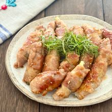 クセになるシャキシャキ感!《丸ごとみょうがの甘辛豚肉巻き》