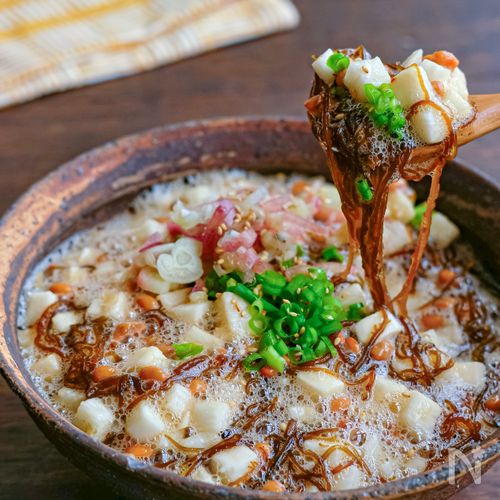 生もずくと長芋と納豆のぽん酢和え