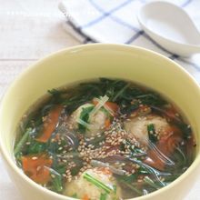 【ダイエット】鶏だんごと水菜の中華風春雨スープ