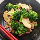 たけのことブロッコリーの牛肉オイマヨ炒め