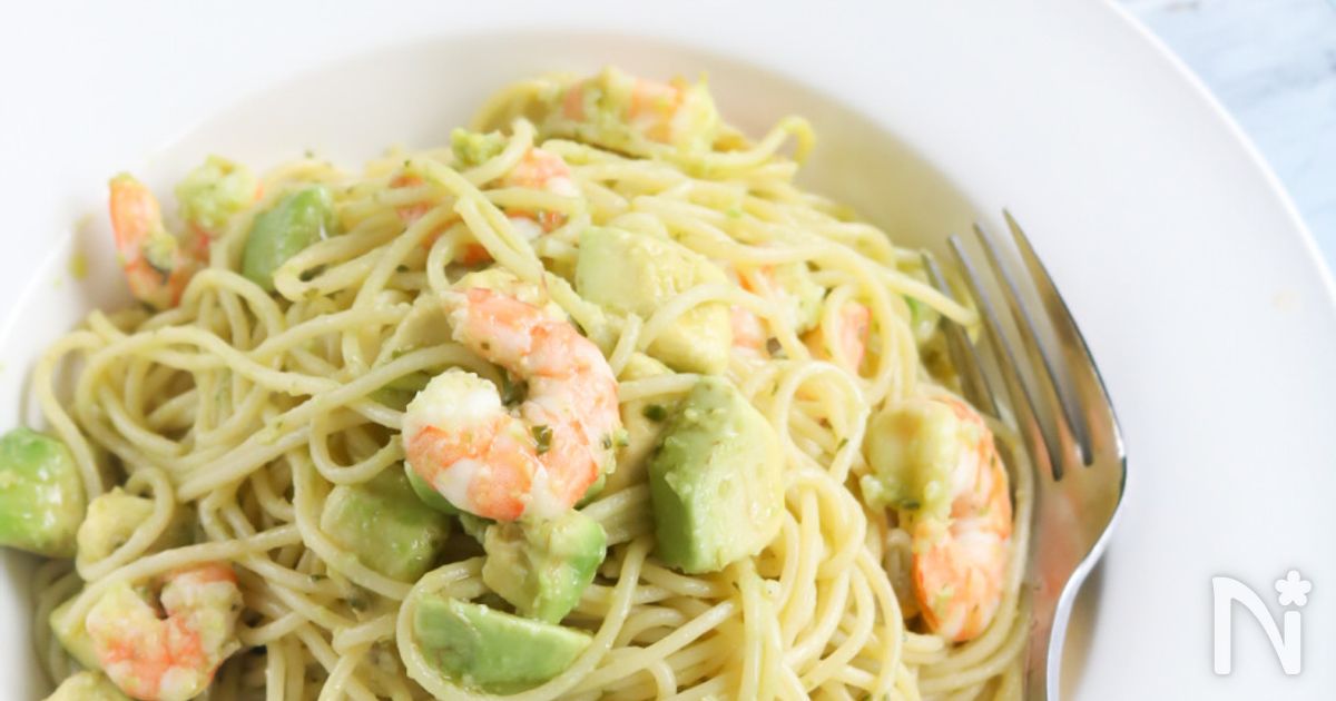 簡単 アボカドとエビのバジルソースパスタ By Natsu レシピサイト Nadia ナディア プロの料理家のおいしいレシピ