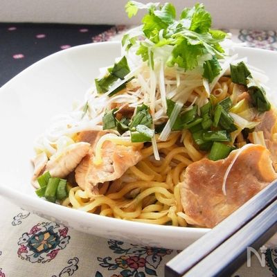 《 万能ニラだれ 》 ねぎ豚ニラだれ焼きそば