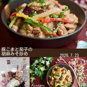 クラ蔵の作ってみた!投稿(ごはんが進む！豚こまと茄子の胡麻みそ炒め)