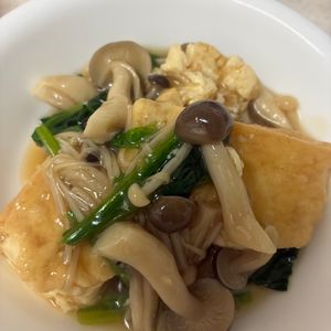 ミントミントの作ってみた!投稿(厚揚げとほうれん草ときのこ《トロトロ♡中華あん》)