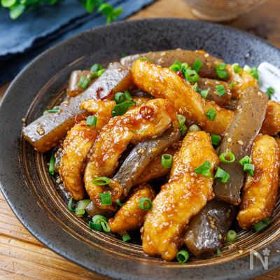 【ご飯おかわり♡】鶏むねとこんにゃくのごま照り#節約おかず