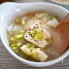 【美活♪豆腐とつくねの白菜たっぷりねぎ塩スープ】