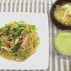 焼きさばと春キャベツのスパゲッティー