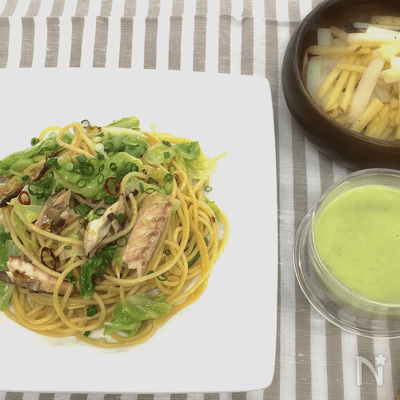 焼きさばと春キャベツのスパゲッティー