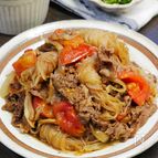 ごはんがすすむ♪牛トマすき焼き風炒め
