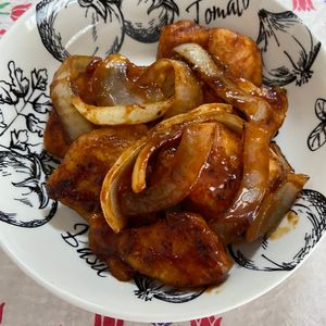 万福の作ってみた!投稿(ご飯がすすむ！鶏むね肉でポークチャップ風)