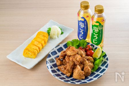 液体塩こうじと唐揚げと卵焼き