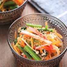 【冷凍おかず】レンジで簡単!小松菜の彩りポン酢和え