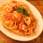ヤリイカのトマトクリームスパゲッティ