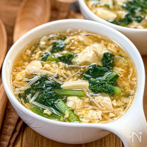 豆腐と小松菜とえのき《トロトロ♡かき玉中華スープ》