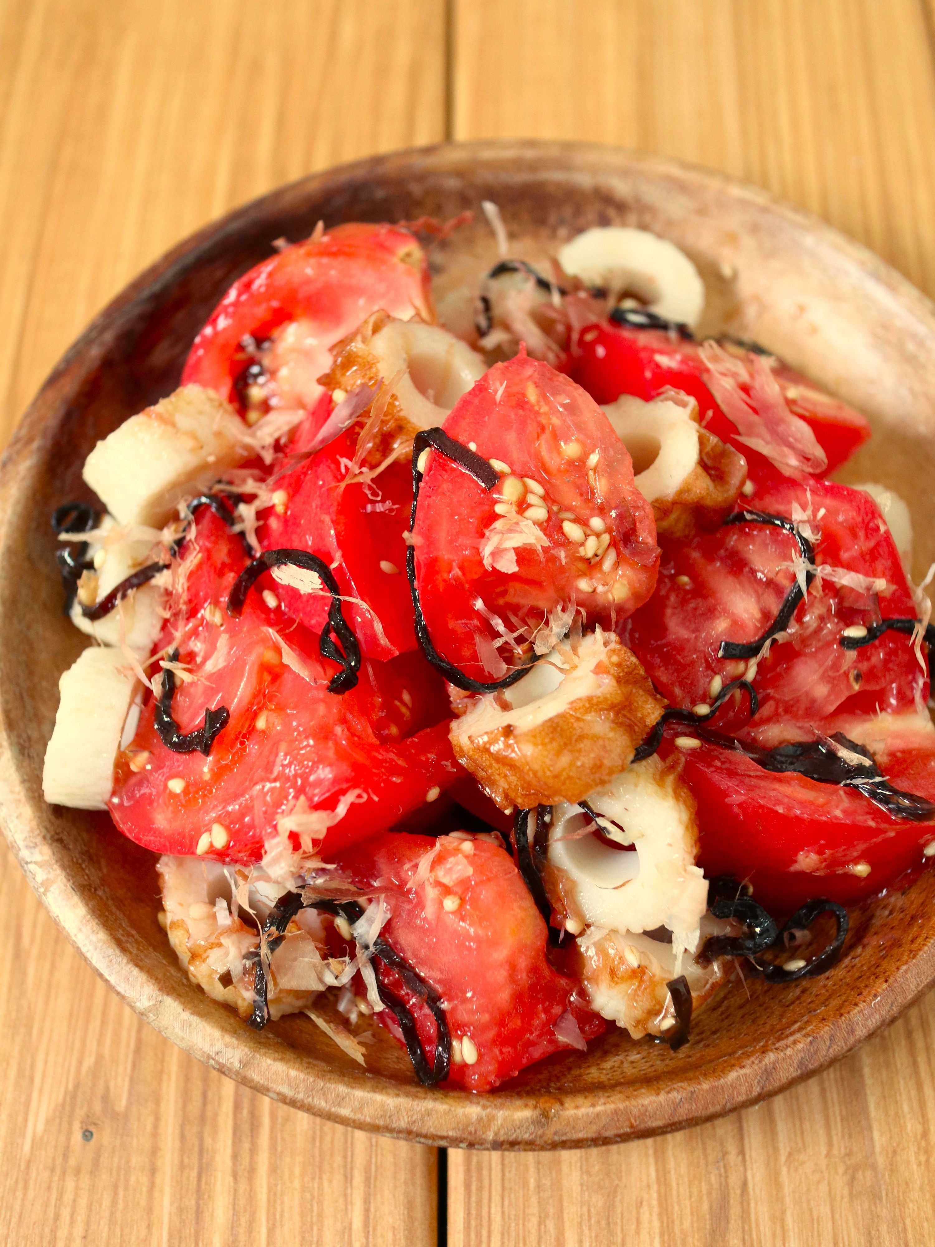 5分で完成！【トマトとちくわの胡麻塩昆布サラダ】 | レシピサイトNadia