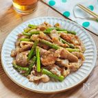 スタミナがつく！にんにくの芽と豚肉のだしマヨ炒め