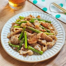 スタミナがつく！にんにくの芽と豚肉のだしマヨ炒め