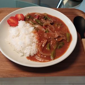 ゆの作ってみた!投稿(ルウ不要＆下準備冷凍で『たっぷりきのこのハヤシライス』)