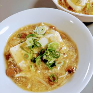 ゆみの作ってみた!投稿(とろふわ♪きのこと卵のあんかけ豆腐)