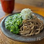 モロヘイヤとしらすの冷やし蕎麦