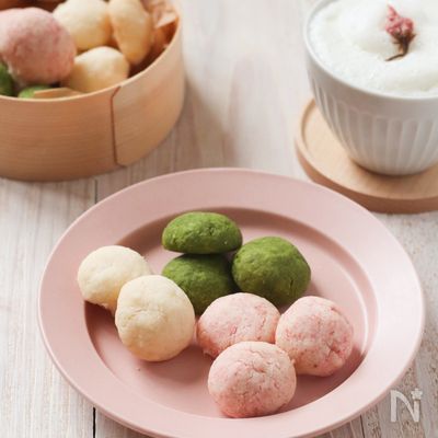 ３色のコロコロ米粉クッキー【簡単ひなまつりスイーツ】