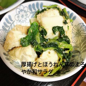 REIの作ってみた!投稿(厚揚げとほうれん草のまろやか和サラダ)