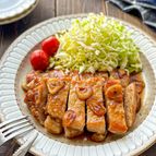 【照り焼きガーリックポークのステーキ】ガッツリ！ご飯が進む♪