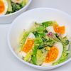 まゆの作ってみた!投稿(ほうれん草とキャベツのごまマヨたまごサラダ)