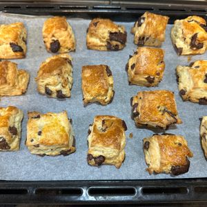 1222745の作ってみた!投稿(【チョコチップスコーン】サクほろ食感♪まるでホテルの味！)