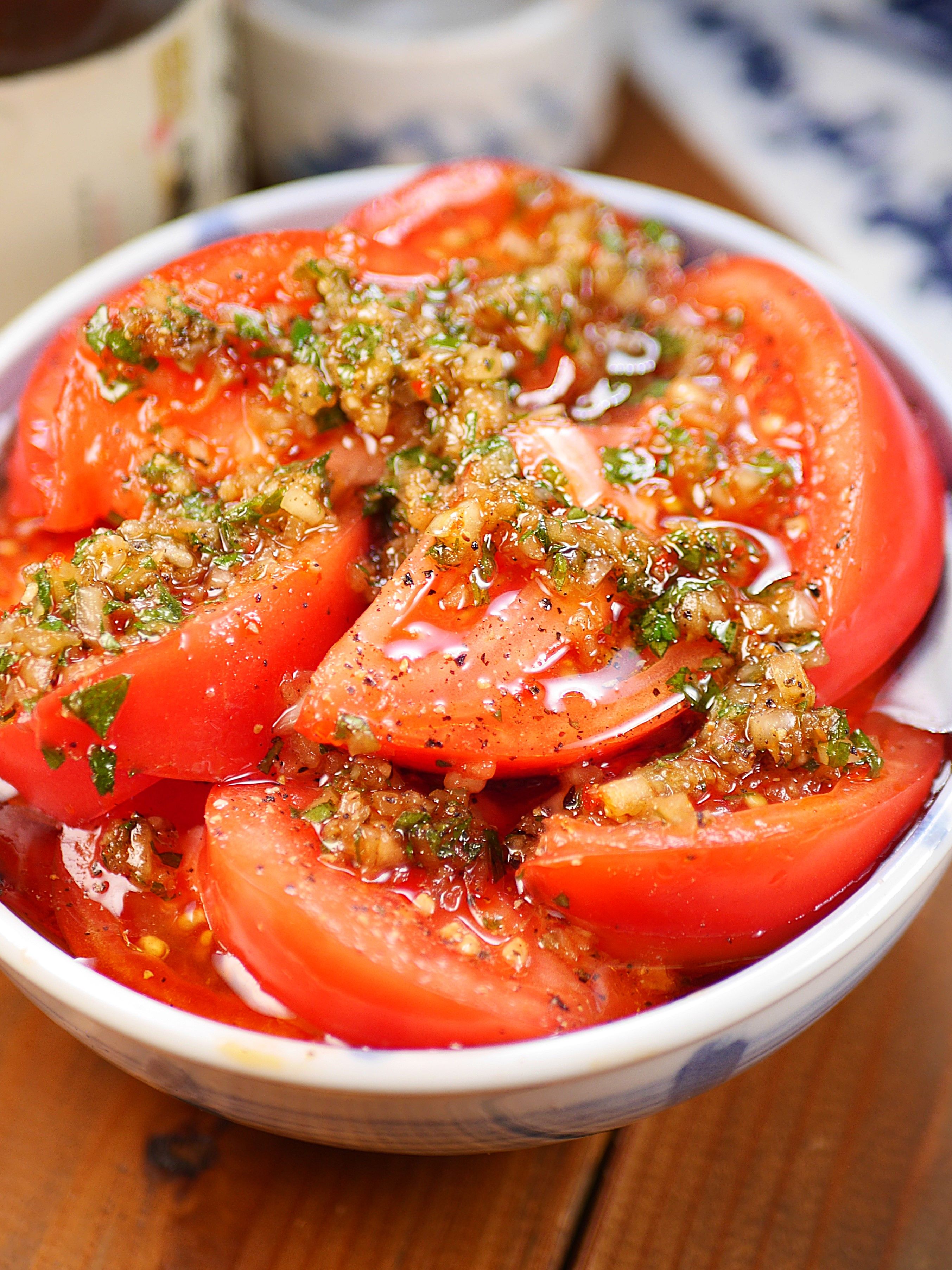 トマトサラダさま専用 今年の夏のトマトサラダ😘🍅スパイシー和風よだれトマト