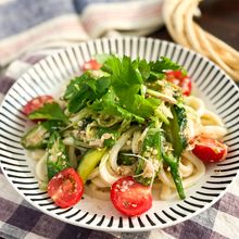 具材は切って和えるだけ！【夏野菜とツナの和風冷やしうどん】