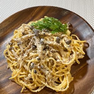 楽ラク手抜キッチン🐶🐾の作ってみた!投稿(ワンポットdeしめじ明太クリームスパゲッティ＊牛乳でOK!)
