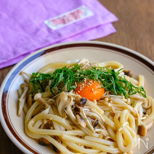 レンジで完結!きのこたっぷり和えうどん