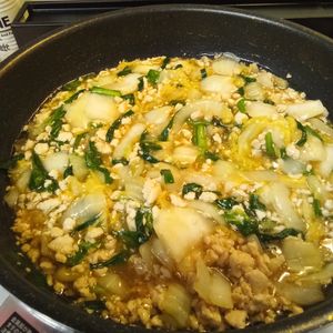 1362998の作ってみた!投稿(行列の中華屋さんの🍚ニラと白菜の鶏そぼろ中華あんかけ😋)