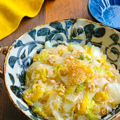 春雨の戻し不要♪ひき肉とトロトロ白菜の春雨煮込み