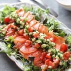 お野菜もモリモリ♡サーモンのカルパッチョラビゴットソース